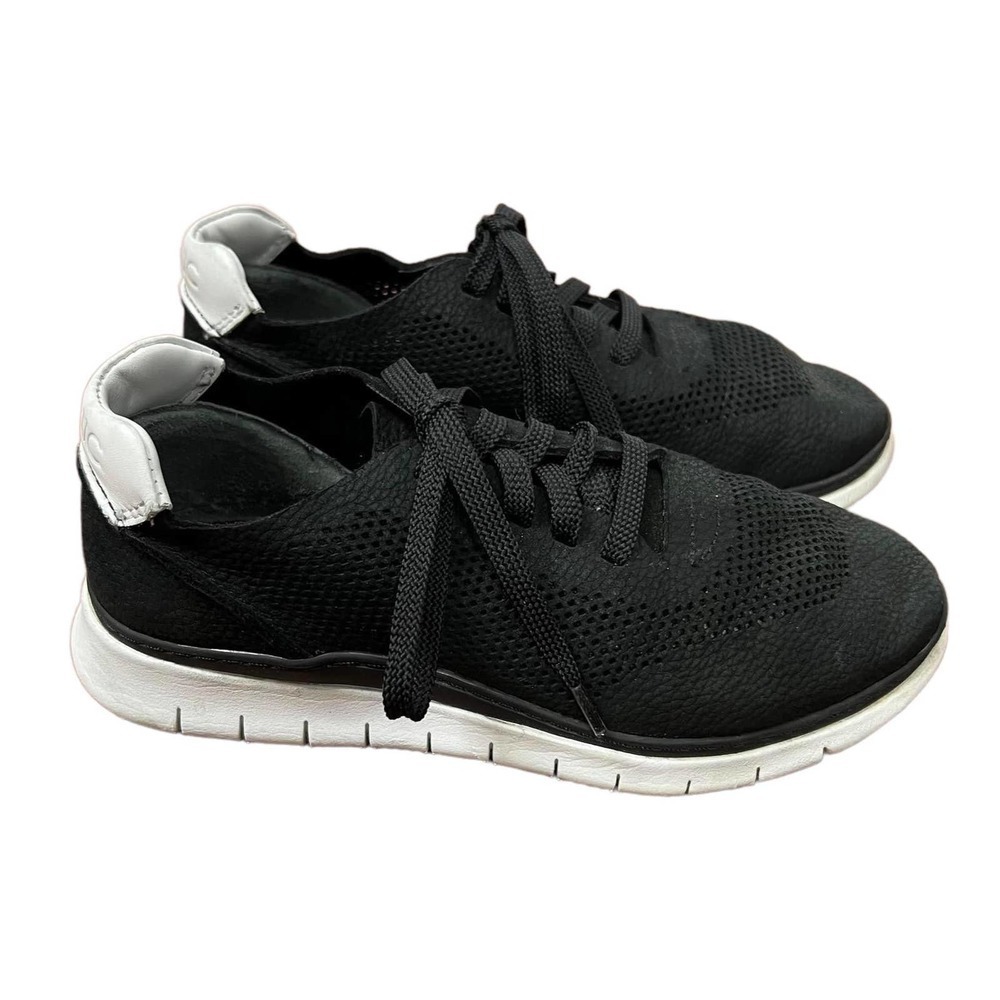Vionic Sneakers Black and White Leather Tennis Shoes Memory Foam Size 5